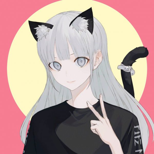 Ảnh avatar đôi anime mèo ngầu cho nữ