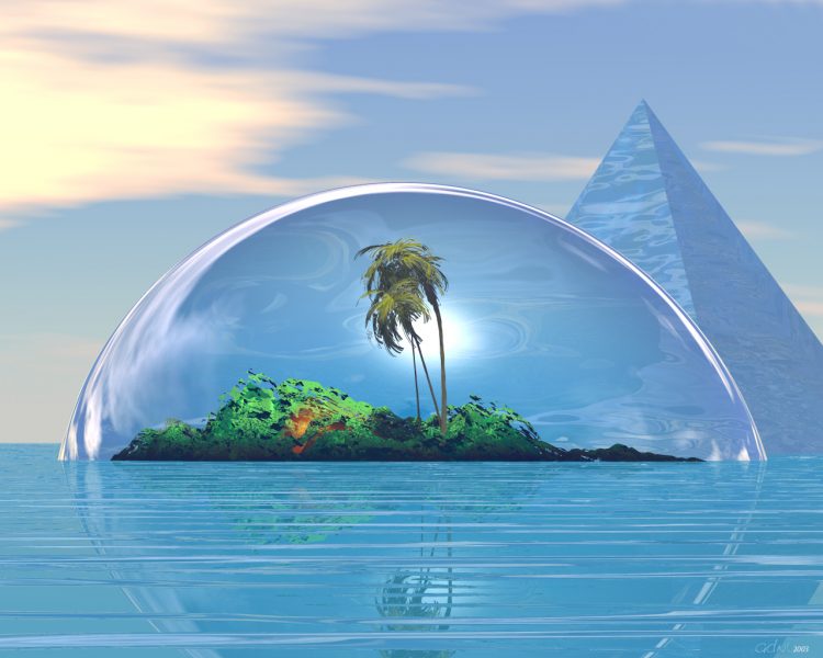 Ảnh hòn đảo 3D giữa đại dương