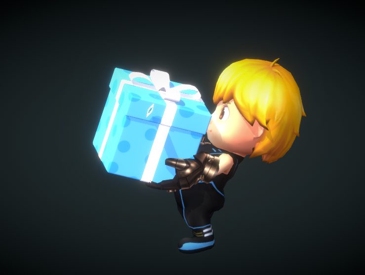 Hình 3D nhân vật hoạt hình ôm hộp quà