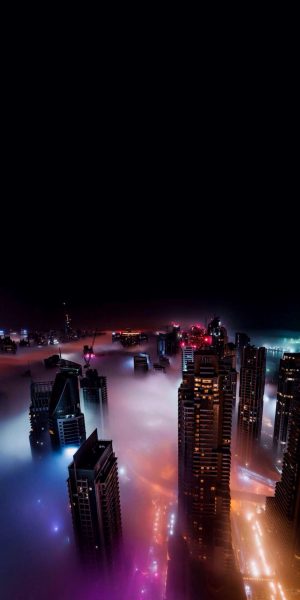 ảnh nền thanh phố về đêm trên tòa nhà cao tầng