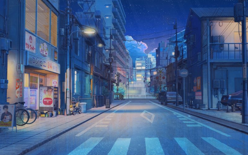 Ảnh Thành phố về đêm Anime cho máy tính