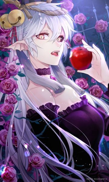 Hình ảnh anime ác quỷ nữ và quả táo