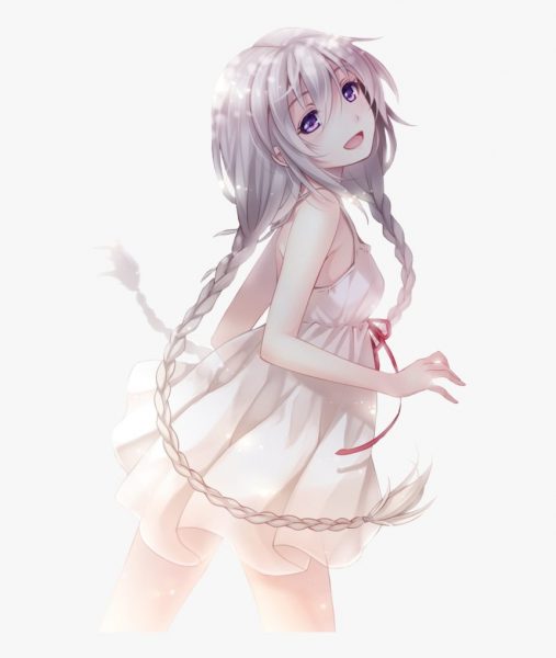hình anime nữ tóc bạch kim cười