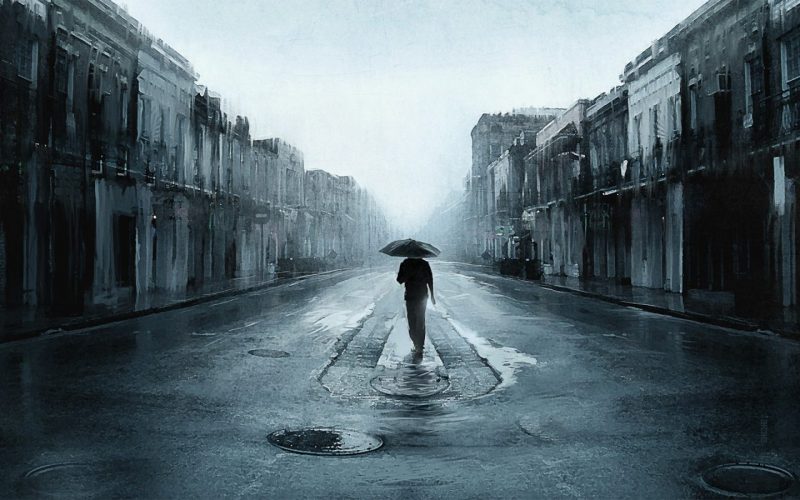 Hình avatar giấu mặt bước đi dưới mưa