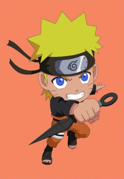 Hình Naruto chibi nền cam