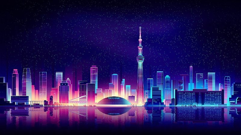 hình nền thành phố về đêm 3d