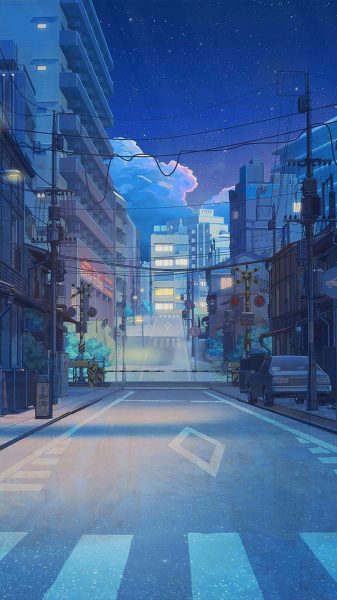 Hình nền thành phố về đêm Anime