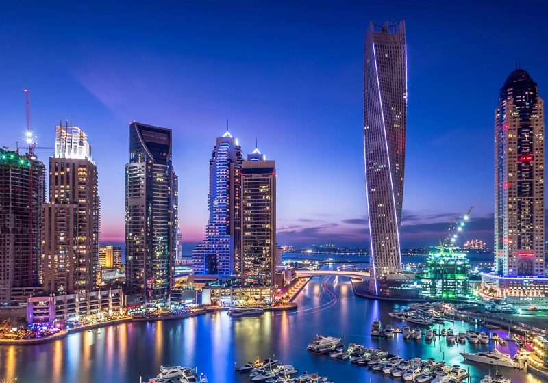 Hình nền thành phố về đêm ở Dubai