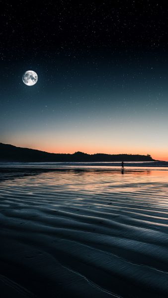 ảnh thiên nhiên buồn nước biển trăng đêm