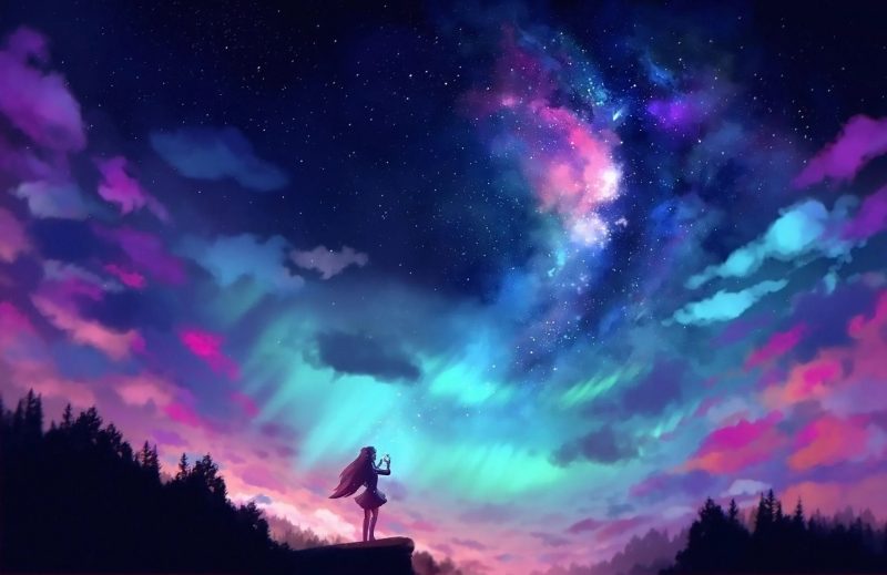 background bầu trời background sky đêm anime