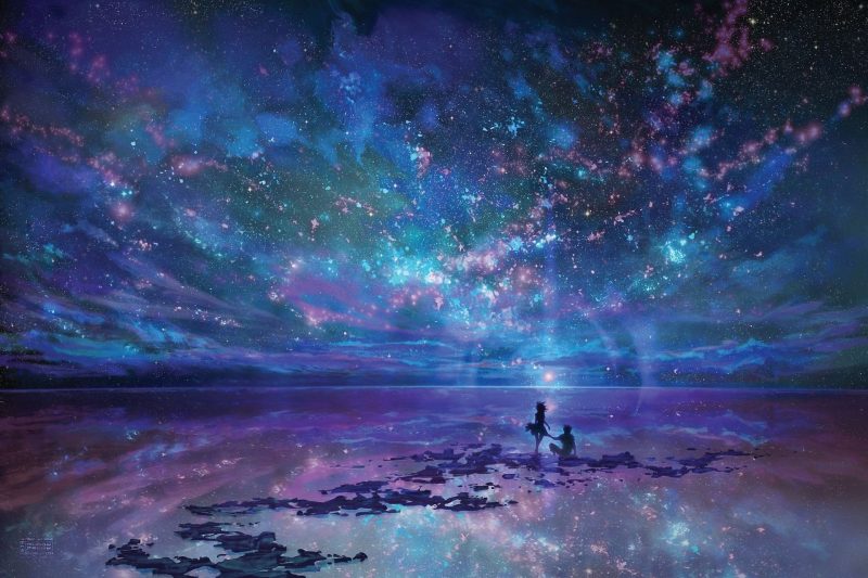background bầu trời background sky ngân hà anime