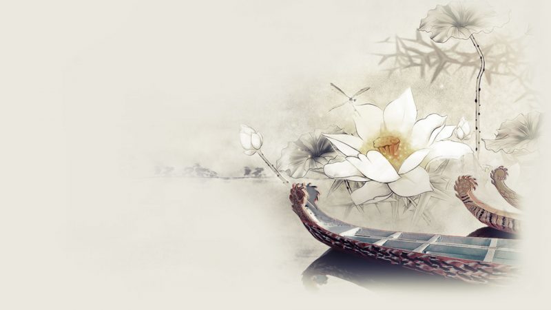 background cổ trang hoa sen trắng
