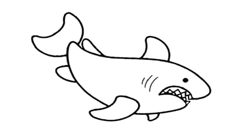 Tranh tô màu con cá mập đáng sợ