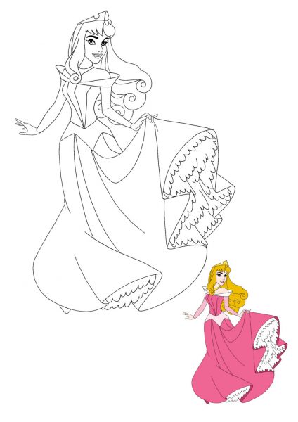 Tranh tô màu công chúa đang cầm váy