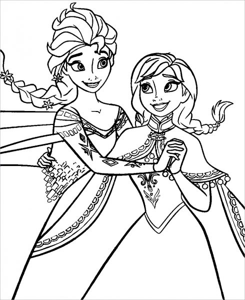 Tranh tô màu công chúa Elsa và em gái tình cảm
