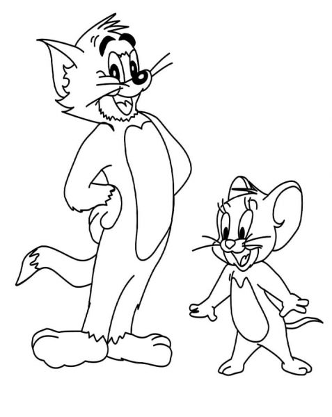 Tranh tô màu Tom và Jerry đứng cạnh nhau