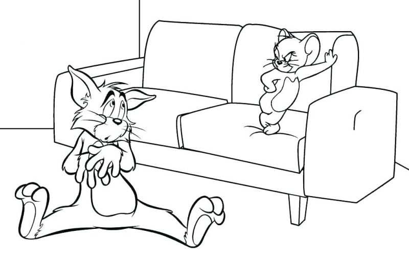 Tranh tô màu Tom và Jerry ngồi ghế