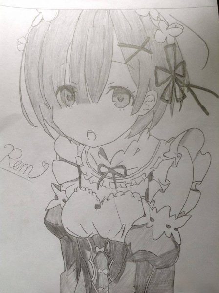 hình vẽ anime girl bằng chì