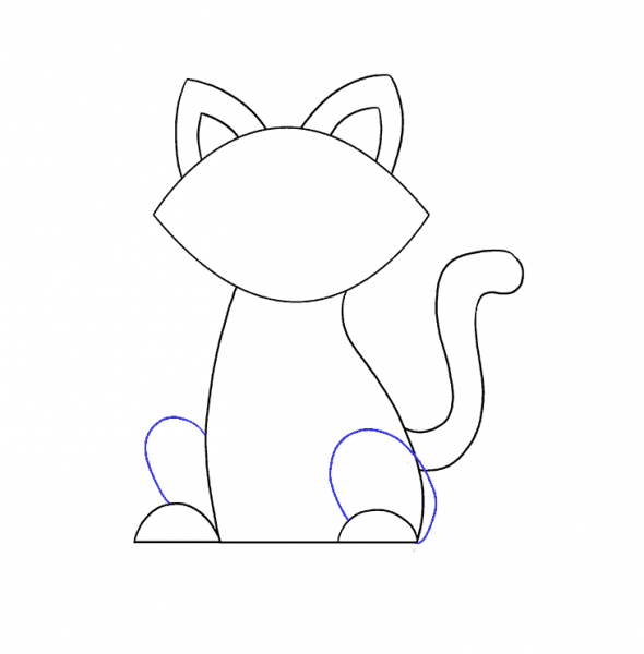 cách vẽ mèo vẽ hoàn thiện 2 chân sau