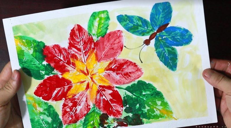 Cách vẽ tranh in hoa lá